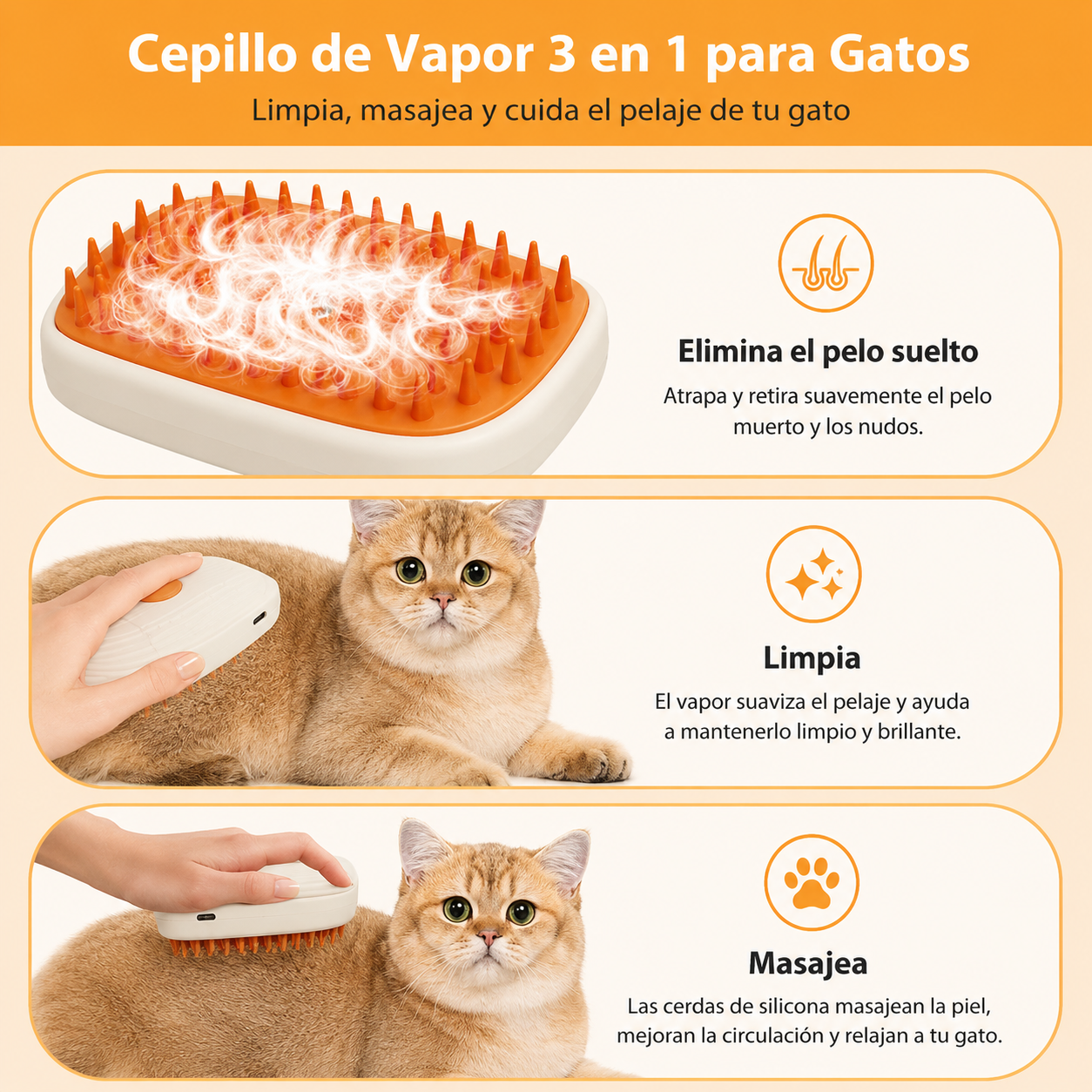 Cepillo de Vapor para Mascotas