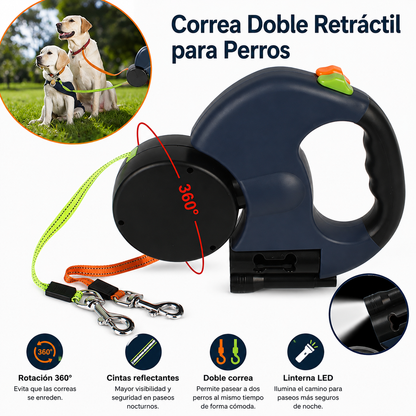 Correa Retráctil con Luz LED para Perros