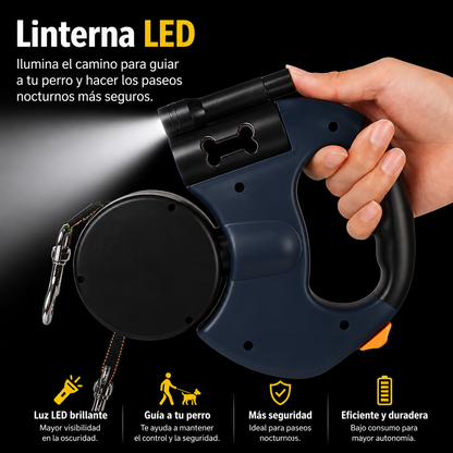 Correa Retráctil con Luz LED para Perros