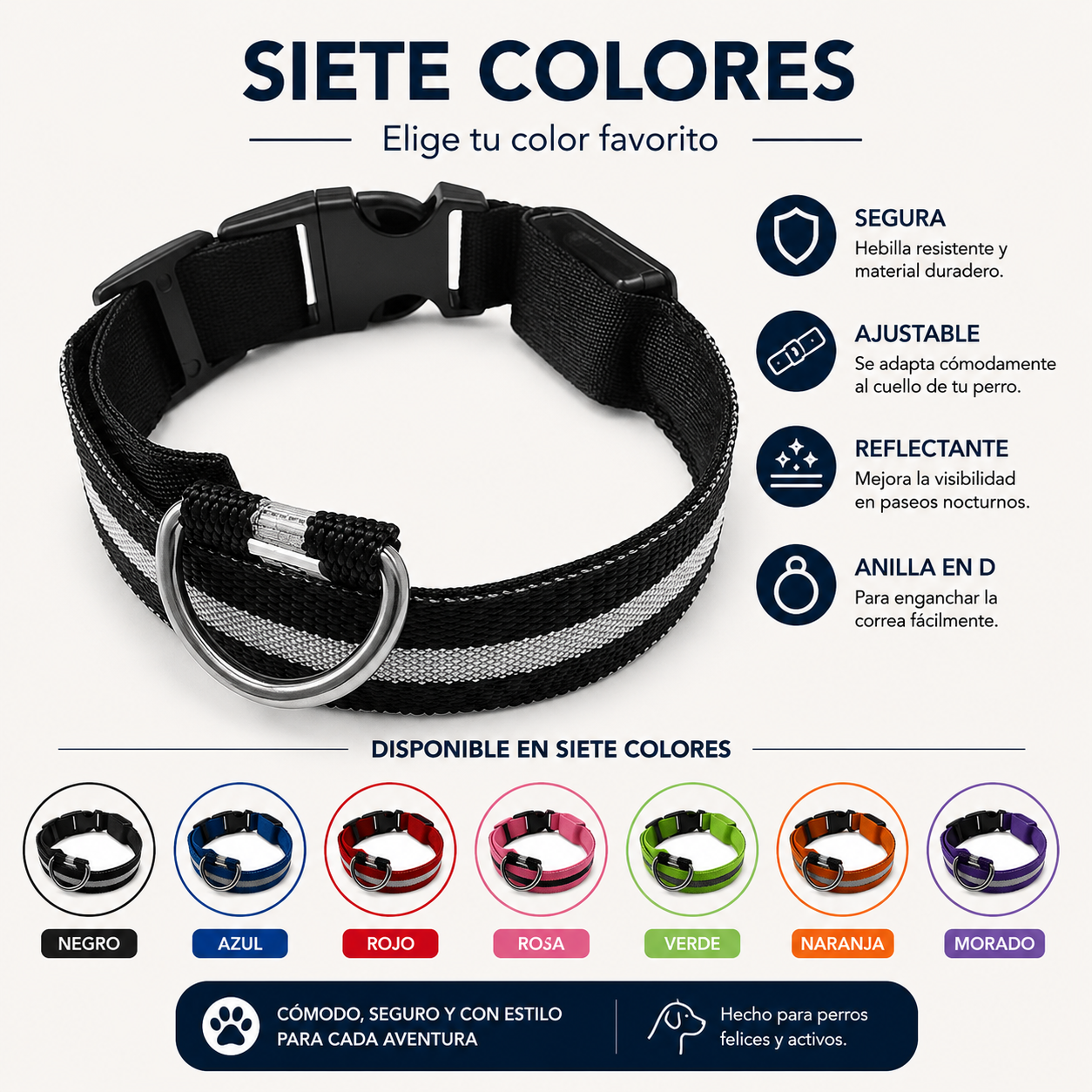 Collar LED Recargable para Perros