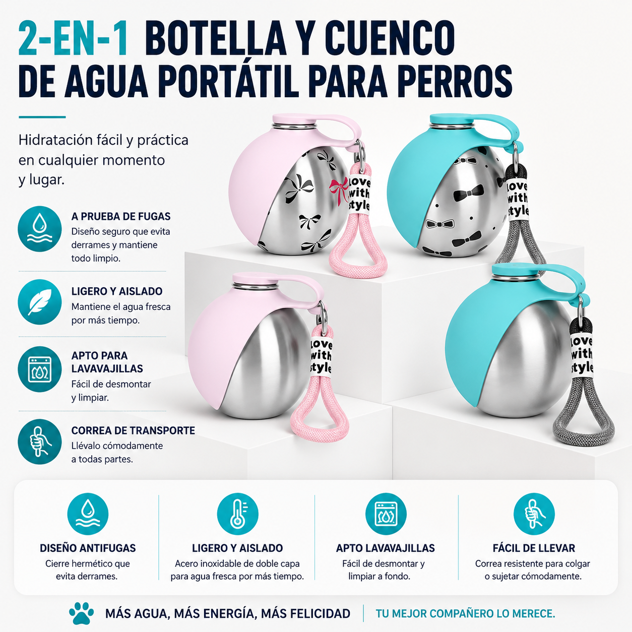 Botella Portátil con Cuenco